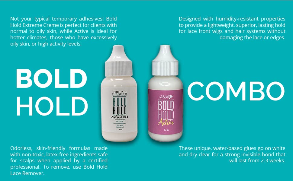 Bold Hold Extreme Creme 1.3 and Bold Hold Active 1.3 - 2 Pack Lace Wig Adhesives