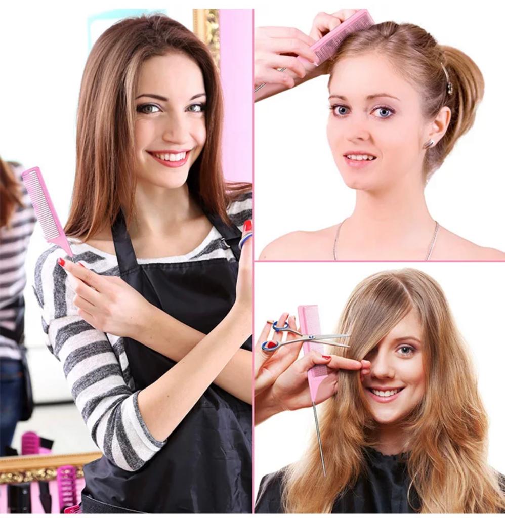 10 pieces Hairdressing Anti Static Heat Resistant carbon Mental prediction Rat tail comb