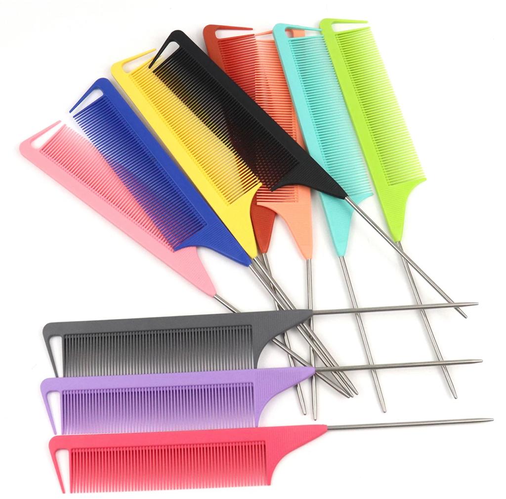 10 pieces Hairdressing Anti Static Heat Resistant carbon Mental prediction Rat tail comb