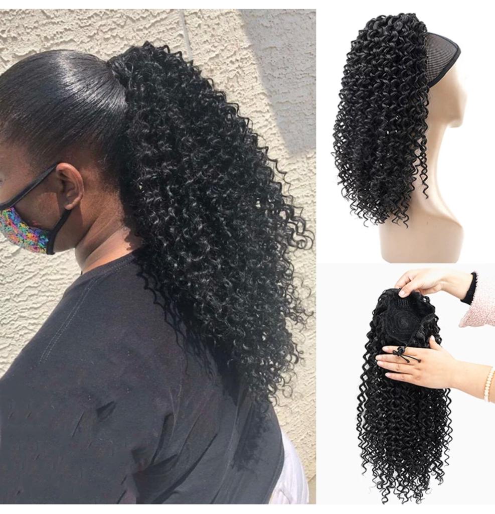 Curly Ponytail Afro Kinky Curly Drawstring Ponytail Synthetic Hair Extension Clip in Hair Pieces wig Ponytail