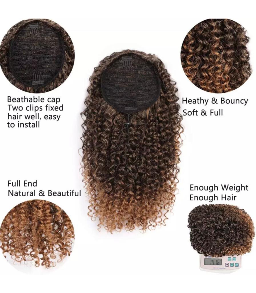 Curly Ponytail Afro Kinky Curly Drawstring Ponytail Synthetic Hair Extension Clip in Hair Pieces wig Ponytail