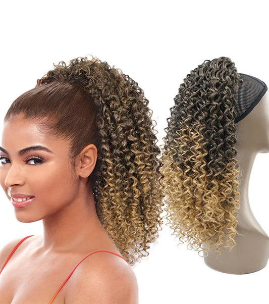 8-inch Afro Kinky Curly ponytail synthetic Hair for Women Wrap-Around Drawstring ponytail