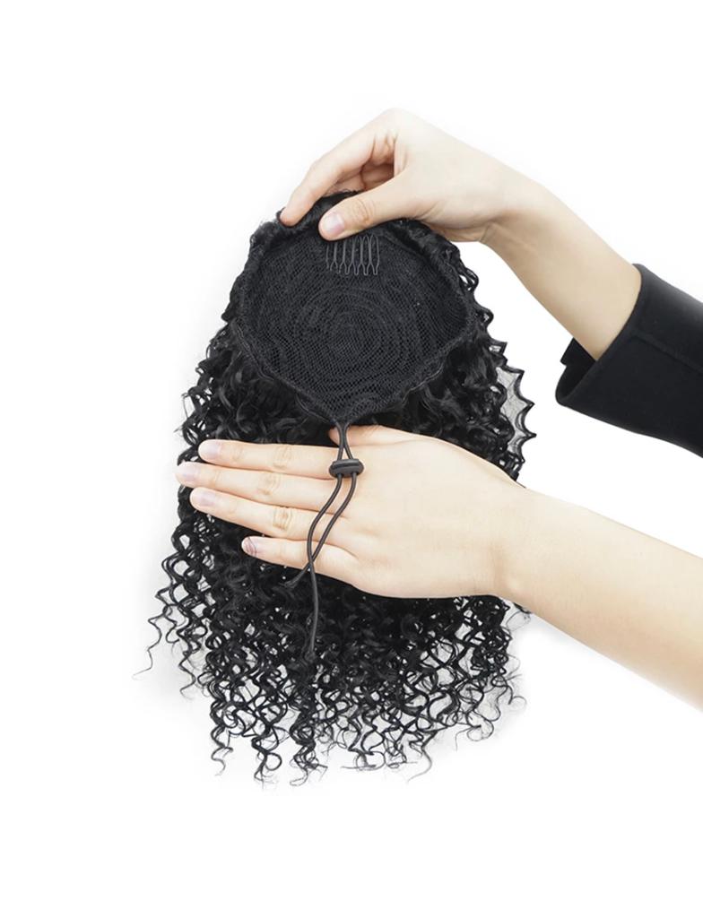 8-inch Afro Kinky Curly ponytail synthetic Hair for Women Wrap-Around Drawstring ponytail