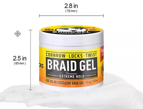 Braid Gel | Extreme Hold, Smooths & Tames Frizz | No Flaking or Drying | High Shine, Long Lasting for Braids, Locks, Twists, Cornrows |