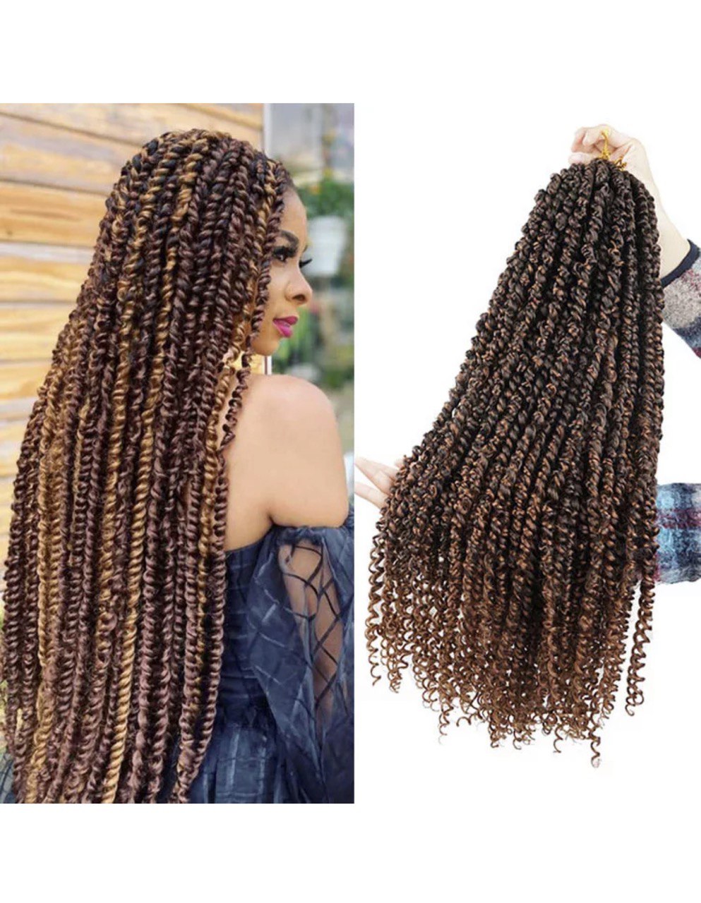 8 packs Pre-twisted Passion twist Crochet hair 22 inches braiding hair for butterfly Loc Natural black water wave crochet Passion Twist Hair