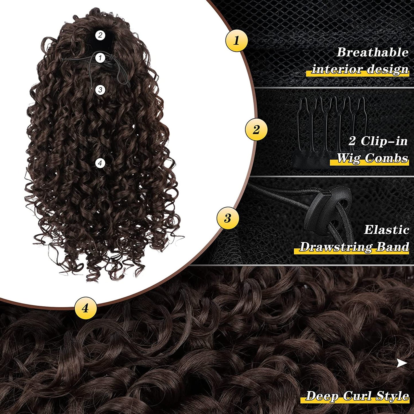 Curly Ponytail Afro Kinky Curly Drawstring Ponytail Synthetic Hair Extension Clip in Hair Pieces wig Ponytail